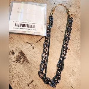 By Alexa Rae Melania Clara Metallic Black and Mystic Layered Chain Necklace